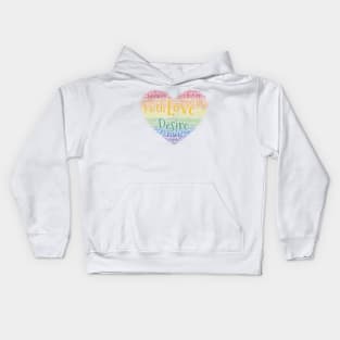 LGBTQ Pride Word Cloud Art Heart Kids Hoodie